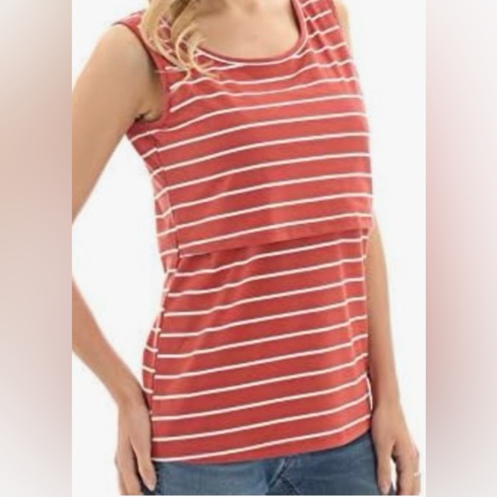Bearsland Nursing Red Striped Tank Top